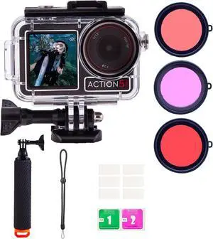 WERLEO Waterproof Case for DJI Osmo Action 5 Pro/4/3 with 3 Pack Dive Filters, 196FT/60M Underwater Protective Housing Dive Kit, Professional Action Camera Dive Accessory