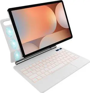 WERLEO Magic Keyboard Case for 12.4 inch Samsung Galaxy Tab S10 Plus/S9 Plus/S9 FE Plus/S8 Plus/S7FE/S7 Plus with 7 Colour Backlit, Multi-Touch Trackpad, Floating Magnetic Design, Battery Display