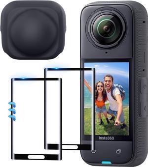 WERLEO Screen Protector Film (2 Pack) + Lens Cap for Insta360 X5 / insta360 X4, Insta 360 X5 / insta 360 X4 Tempered Glass LCD Display Film, Ultra HD, 9H Hardness, Scratch Resistant, Anti-Fingerprint