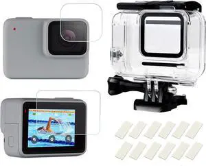 WERLEO Waterproof Housing Case for HERO7 White & Hero 7 Silver, 30M Underwater Photography Protective Shell with Screen Protector Films and Anti-Fog Inserts Accessories