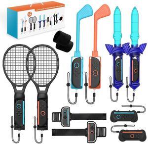 WERLEO Switch Sports Game Accessories Bundle for Nintendo Switch 2 (2025) 12 in 1 Family Party Pack for Switch 2 Accessories Kit with Tennis Rackets,Golf Clubs,Chambara Swords,Leg Straps & Joycon Grip