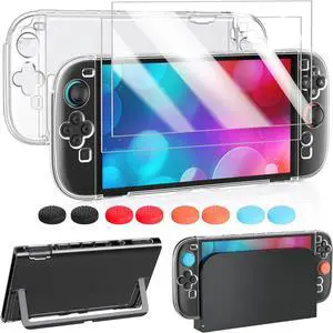 WERLEO Clear Protective Case for Nintendo Switch 2(2025), Dockable Transparent Slim Hard Shell for Switch 2 Accessories, Scratch&Shock Protection Cover for Joycon 2 with Screen Protector, 8 Thumb Grip