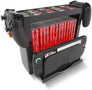 WERLEO Game Storage Tower Compatible With Nintendo Switch 2, Switch 2 Stand Holder, Game Disk Rack, Controller Organizer, Switch Holder Stand for Gamers