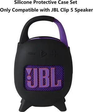 WERLEO Silicone Cover Case Set Compatible with JBL Clip 5 Portable Speaker, with Microfiber Cleaning Cloth and 2-in-1 Soft Skin for JBL Clip 5 Accessories Speaker Stand Up Holder