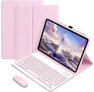 WERLEO Bluetooth Keyboard Case with Mouse for Lenovo Tab One / Tab K9 8.7 inch 2025 TB305XU TB305FU Protective Cover with Wireless Mouse / Keyboard Pink