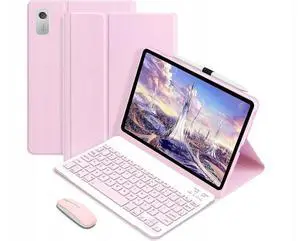 WERLEO Bluetooth Keyboard Case with Mouse for LENOVO TAB M9 9" 2023 TB310XU TB310FU Protective Cover with Wireless Mouse / Keyboard Pink