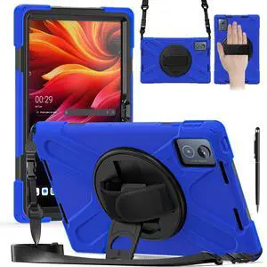 WERLEO Case for Lenovo Tab K11 Plus 11.45 inch 2024 TB352FU TB352XU Shockproof Protective Cover Pencil Holder Stand Shoulder Strap Stylus Pen Blue