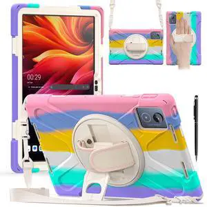WERLEO Case for Lenovo Tab K11 Plus 11.45 inch 2024 TB352FU TB352XU Shockproof Protective Cover Pencil Holder Stand Shoulder Strap Stylus Pen Pink