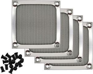 WERLEO 80mm Computer Fan Filter Grills with Screws, Aluminum Frame Ultra Fine Stainelss Steel Mesh - 4 Pack Silver