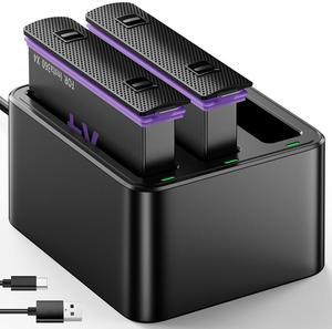 WERLEO 2 Packs Replacement Batteries for FPZMAS Insta360 X4 Battery 2500mAh and LED USB Quick Battery Charger Hub, Replacement Battery Pack Charger for Insta 360 X4 (2 Batteries+ Charging Box)
