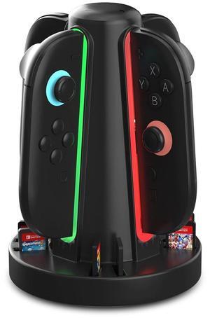 WERLEO Switch 2 Controller Charging Dock, Fast USB-C Charging Station for Up to 4 Magnetic Switch 2 Joy-Cons, Joy-Con 2 Charging Dock (4-Port Magnetic)