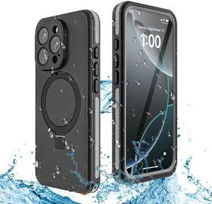 WERLEO Magnetic Waterproof for iPhone 16 Pro Case with[Built-in Screen Protector][Invisible Stand][Fit for MagSafe][360ºFull Body Sealed] Heavy Duty Rugged IP68 Underwater Case for iPhone 16 Pro 6.3"