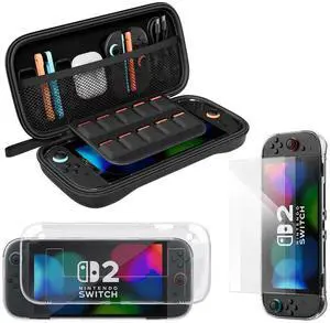 WERLEO Accessories Bundle for Nintendo Switch 2, Switch 2 Carrying Case, Silicone Protective Cover, 2 Piece HD Screen Protector, Durable , Lightweight and Large Capacity, Accessories for Switch 2