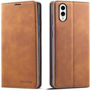 WERLEO Case for Samsung Galaxy S25 Edge 5G 6.7 inch Premium PU Leather Phone Cover with Card Holder Stand, Shockproof Flip Wallet Cover Brown