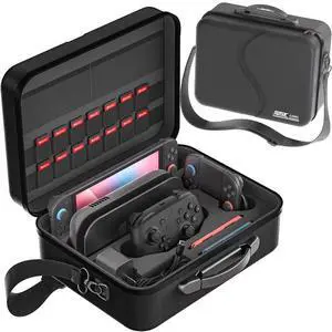 WERLEO Switch 2 Carry Case Compatible with Nintendo Switch 2,with Games Cartridges Waterproof and Dustproof Travel Case for Switch 2 Accessories,with Handles and Shoulder Straps