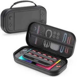 WERLEO Switch 2 Large Capacity Carrying Case for Nintendo Switch 2 (2025), Portable PU Hard Travel Case with Pockets for Accessories and Game Cards, Slim Protective Bag for Switch 2 Holds 10 Game Cart
