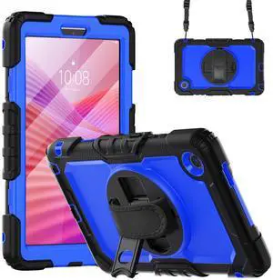 WERLEO Case for Lenovo Tab One / Tab K9 8.7 inch 2025 TB305XU TB305FU with Screen Protector, ShockProof Protective Cover with 360° Rotating Stand & Shouder Strap, Pen Holder Blue