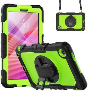 WERLEO Case for Lenovo Tab One / Tab K9 8.7 inch 2025 TB305XU TB305FU with Screen Protector, ShockProof Protective Cover with 360° Rotating Stand & Shouder Strap, Pen Holder Green