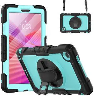 WERLEO Case for Lenovo Tab One / Tab K9 8.7 inch 2025 TB305XU TB305FU with Screen Protector, ShockProof Protective Cover with 360° Rotating Stand & Shouder Strap, Pen Holder Light Blue