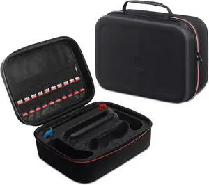 WERLEO Carrying Case Compatible with Switch 2 | All-in-One EVA Hard Protective Dock Case with 18 Games Cartridges | Waterproof Travel Bag Cover with Handles and Shoulder Strap for Console & Accessorie