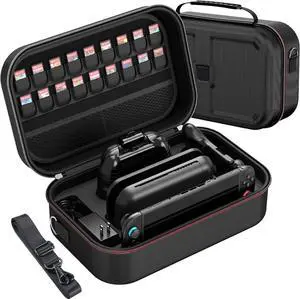 BONAEVER Switch 2 Carry Case Compatible with Nintendo Switch 2,with 18 Games Cartridges Waterproof and Dustproof Travel Case for Switch 2 and Switch 2 Accessories,with Handles and Shoulder Straps