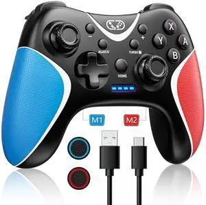 WERLEO Wireless Switch Controllers Pink,Nintendo Switch Controller for Nintendo Switch/Lite/OLED/Windows PC with Programmable/Vibration/Turbo Funtion,Switch Pro Controller Gamepad with 2 Thumb Caps