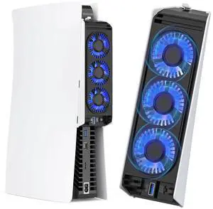 WERLEO Cooling Fan for PS5 Accessories with 3 Blue LED Light/ 2 USB 3.0 Ports / 2 Fan Speed,Compatible with PlayStation 5 Console Digital/CD Version, High Efficiency PS5 Cooler Station