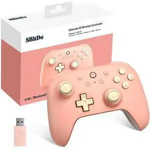 WERLEO 8Bitdo Ultimate 2C Wireless Controller for Windows PC and Android, Gamepad with 1000Hz Polling Rate, Remappable L4/R4 Bumpers, Rumble Vibration and Turbo Function Pink