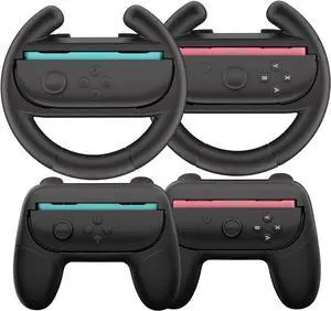 WERLEO Switch 2 Joy-Con Grip [4-Pack], Steering Wheels for Nintendo Switch 2 Controller Compatible with Mario Kart World/Mario Kart 8 Deluxe, Switch 2 Controller Accessories Ergonomic Design