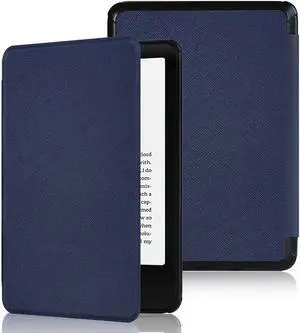 WERLEO Compatible with 6" New Kindle 11th Generation Case 2024/2022 Release, Lightweight PU Leather Hard Plastic Cover with Smart Auto Wake/Sleep for Amazon Kindle 11th Generation 2024/2022 Blue