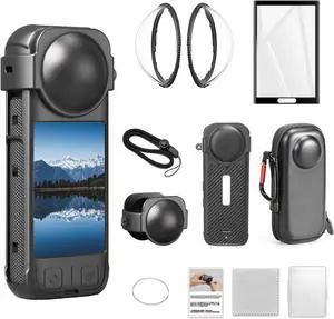 BONAEVER Camera Accessory Kit for Insta 360 X4 - Lens Guards, Silicone Case, Camera Case
