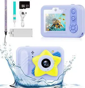 WERLEO Kids Camera IP68 Waterproof, Underwater Children Digital Camera 1080P HD Video & 32GB Card - Perfect for Swimming, Pool, Christmas Birthday Gift for Boys Girls Ages 3-12