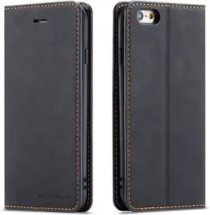 WERLEO Case for iPhone SE 2022 5G/SE 2020/8/7, Premium PU Leather Cover TPU Bumper with Card Holder Kickstand Magnetic Adsorption Flip Wallet Case