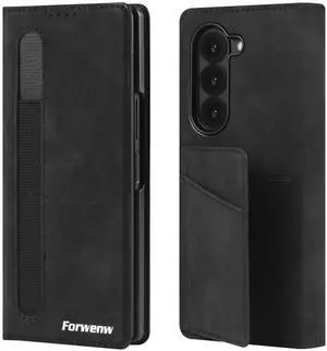 WERLEO Case for Samsung Galaxy Z Fold 3 5G, Premium PU Leather Phone Cover with Card Holder, S Pen Holder, Stand, Shockproof Flip Wallet Cover