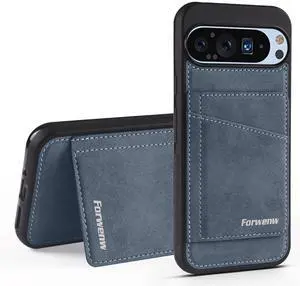 WERLEO Case for Google Pixel 9A 5G Premium PU Leather Phone Cover with Card Holder Kickstand Magnetic Shockproof Flip Wallet Cover Blue