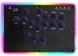 WERLEO MS1 Leverless Controller - Matte Black Panel Anti-Sweat Fighting Game Arcade Stick - 16-Key All-Button, Low-Profile Switches, RGB Turbo - PC/PS4/PS3/Switch/Steam