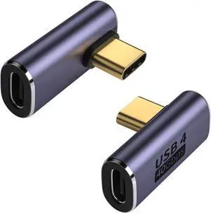 WERLEO 90 Degree Right Angle USB C Adapter 40Gbps Data Transfer USB 4.0/Thunderbolt 4 Type C Male to Female Connector Extender for Mobile Phone, Switch, Steam Deck, Tablet, Laptop (2 Pack)