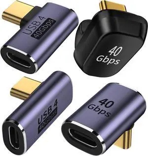 WERLEO 4 Mixed USB C Adapter USB 4.0/Thunderbolt 4 with 100W 40Gbps 90/180 Degree Right Angle, U Shape Connector Extender for Mobile Phone, Switch, Steam Deck, Tablet, Laptop