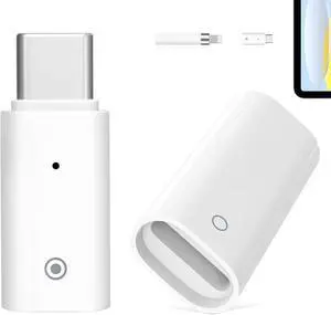 WERLEO 2 Pack Charging Adapter for Apple Pencil 1, USB-C to Apple Pencil Adapter + Female to Female Charger Connector, USB-C ChargerAdapter for iPad 10, No Bluetooth Pairing Only Charging, White