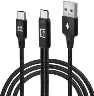 WERLEO USB C OTG Sound Card Cable, USB C to Type C Male Audio Port with USB A Male Charging Port for Sound Card, Live Broadcast, Recording, Karaoke