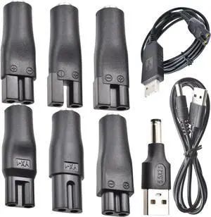 WERLEO 9 PCS Replacement Power Cord 5V Charger USB Adapter Suitable for Electric Hair Clippers, Beard Trimmers, Shavers, Beauty Instruments, Desk Lamps, Purifiers