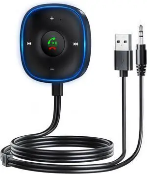 WERLEO Bluetooth 5.3 Aux Car Adapter, SONRU Bluetooth Receiver for Car [Dual Connection & Mic Noise Cancellation], Aux Adapter with Plug-and-Play for Music/Hands-Free Calls/Stereo Audio