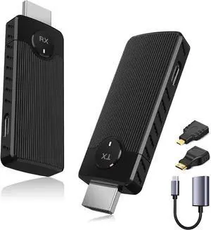Wireless HDMI for Streaming,Transmitter and Receiver Kit, Built-in Antenna Low-Latency Transmission of 1080P HD Video Streams, 2.4/5.8GHz Dual-Band, Auto Pairing for PC/Laptop/TV/Monitor/Projector