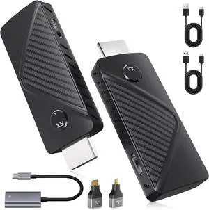 WERLEO Wireless HDMI Transmitter and Receiver, Temracha 1080P Plug & Play Portable Adapter, Supports 2.4/5GHz for Streaming Video up to 100FT, Ideal for Laptop/PC/TV Box