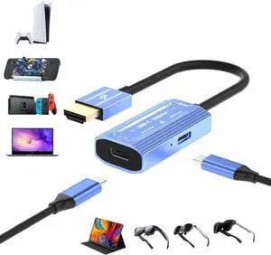 WERLEO HDMI to USB C AR Glasses Adapter(4K@60Hz). C Port Be Suitable for XR/AR Glasses,Portable Monitor, Projector. HDMI Port Compatible Steam Deck,PS4/5,Xbox,Desktop PC, Laptop.Plug and Play