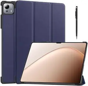 WERLEO Case for Xiaomi Pad 7 Ultra 14 Inch, Tri fold Slim Lightweight Hard Shell Smart Protective Cover with Multi-Angle Stand, Universal Stylus Pen Blue