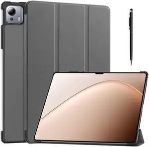 WERLEO Case for Xiaomi Pad 7 Ultra 14 Inch, Tri fold Slim Lightweight Hard Shell Smart Protective Cover with Multi-Angle Stand, Universal Stylus Pen Grey