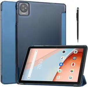 WERLEO Custer Case for Blackview Tab 7 WiFi / Tab 8 WiFi 10.1" Ultra-Thin PU-Leather Hard Shell Slim Translucent Frosted Hard Back Cover with Universal Stylus Pen Blue