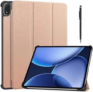 WERLEO Case for Oppo Pad 4 Pro / OnePlus Pad 2 Pro / OnePlus Pad 3 13.2 inch 2025, Tri fold Slim Hard Shell Smart Protective Cover with Multi-Angle Stand, Auto Sleep/Wake, Stylus Pen Rose Gold