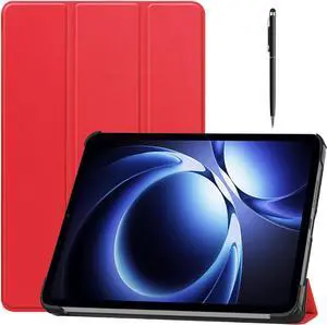 WERLEO Case for Xiaomi Redmi K Pad 8.8 Inch 2025, Slim Smart Cover Lightweight Hard Shell Protective Cover with Multi-Angle Stand, Universal Stylus Pen Red
